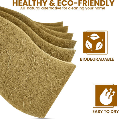Natural Kitchen Sponge –12-Pack Biodegradable Sponges for Dishes –Compostable Dish Washing Scrubbers – Eco Friendly Non-Scratch Cellulose & Coconut Husk Scrubber Sponges for Cleaning