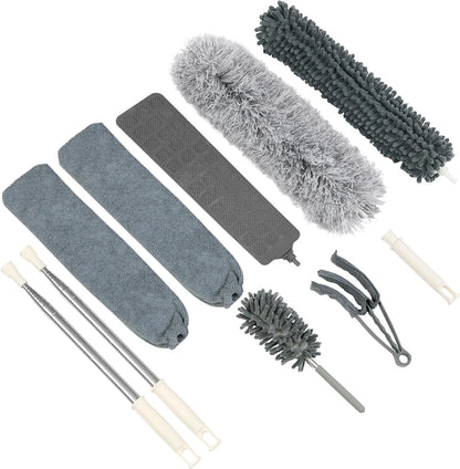 ZZ LAZYCOTTAGE Duster, Microfiber Dusters with 2 Handle Sets, Durable 15-98.1 Inches Long Telescopic Rod, Washable, Feather Dusters for Cleaning Cobweb and Ceilings Fans, 5 Pack (Blue)