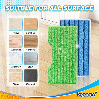KEEPOW Reusable Mop Replacement Pads Compatible with Shark Vac Mop VM252 VM200 VC205 VM250 VM180 VM401 QM250 VM190, Washable Vacuum Mop Pad Refills, Upgraded Design of Dirt Chamber (1+3+6 Pads)