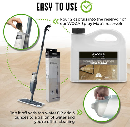 WOCA Natural Soap, Natural 1L - Concentrated Wood Cleaner for oil finished hardwood floors, tables, millwork, cutting boards, countertops and butcher block
