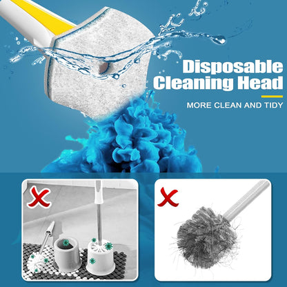 JEHONN Disposable Toilet Brush with 48 Wand Cleaner Refills, Wall Mounted Toilet Bowl Brush Holder Set, Bathroom Cleaning System for Sink Bathtub Wash Basin (Blue)