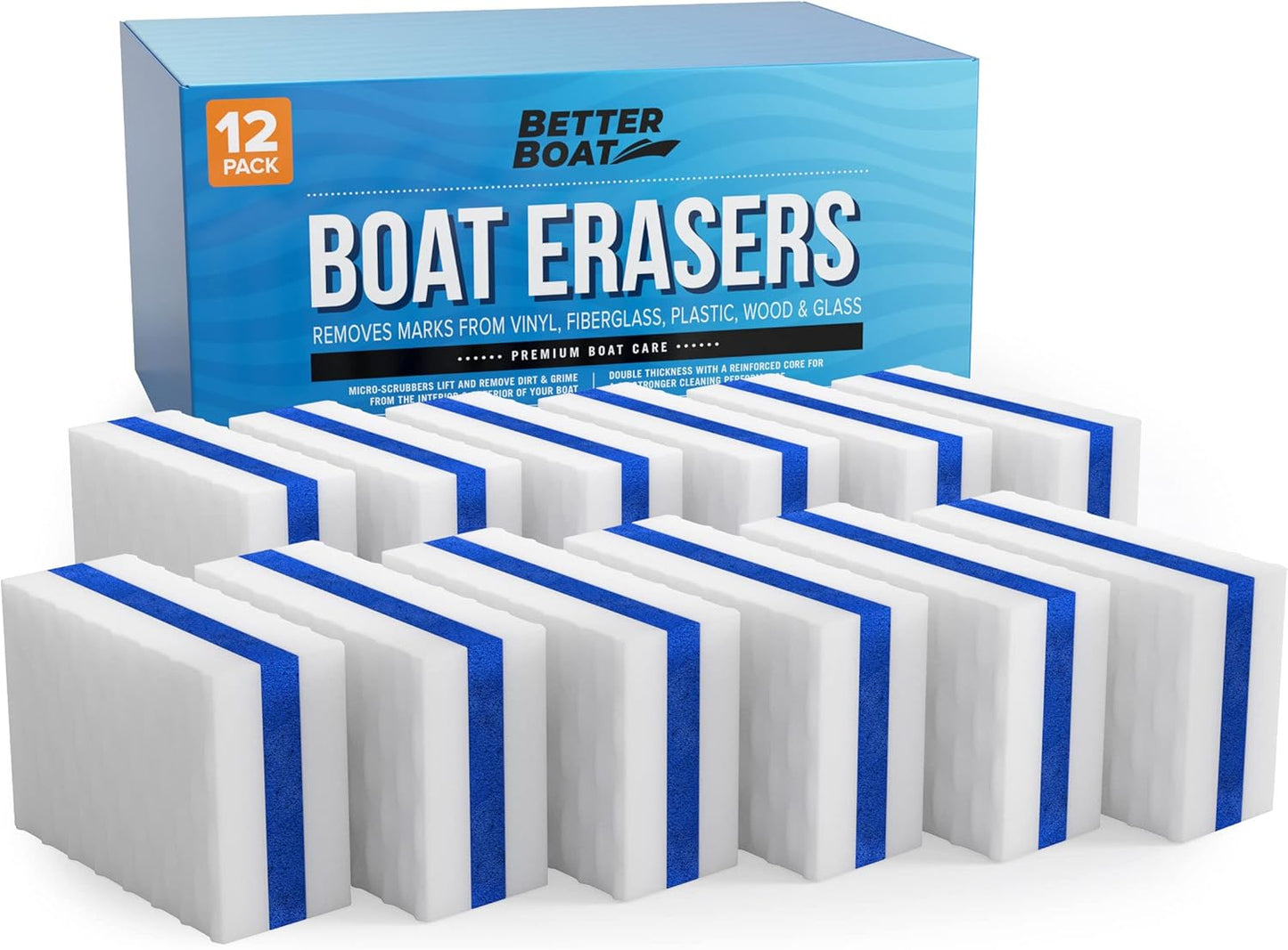 Boat Erasers by Better Boat - Cleaning Sponge for Scuff Marks & Grime, Marine Accessories & Gifts, Safe on Fiberglass Vinyl Gelcoat Deck Hull