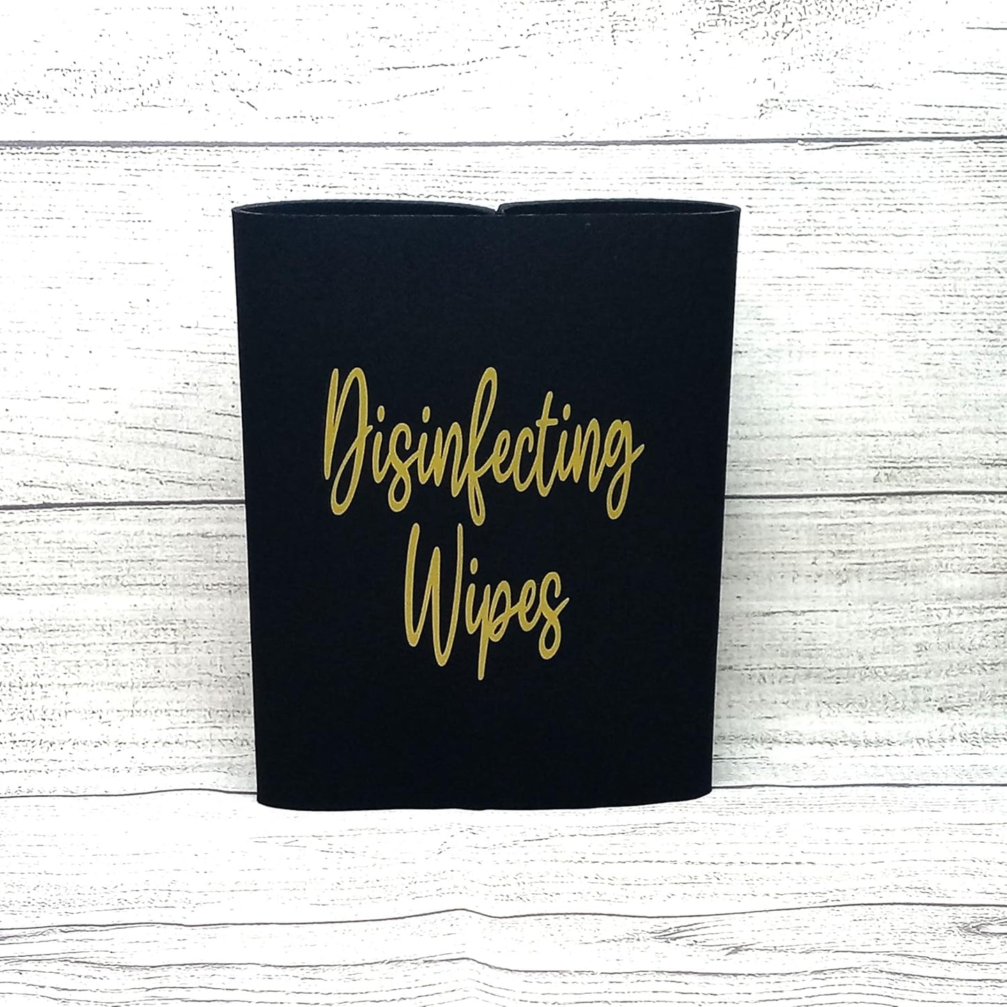 Decorative Cleaning Wipes Cover Gold Script (Large, Black)