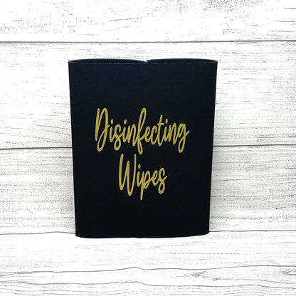 Decorative Cleaning Wipes Cover Gold Script (Large, Black)