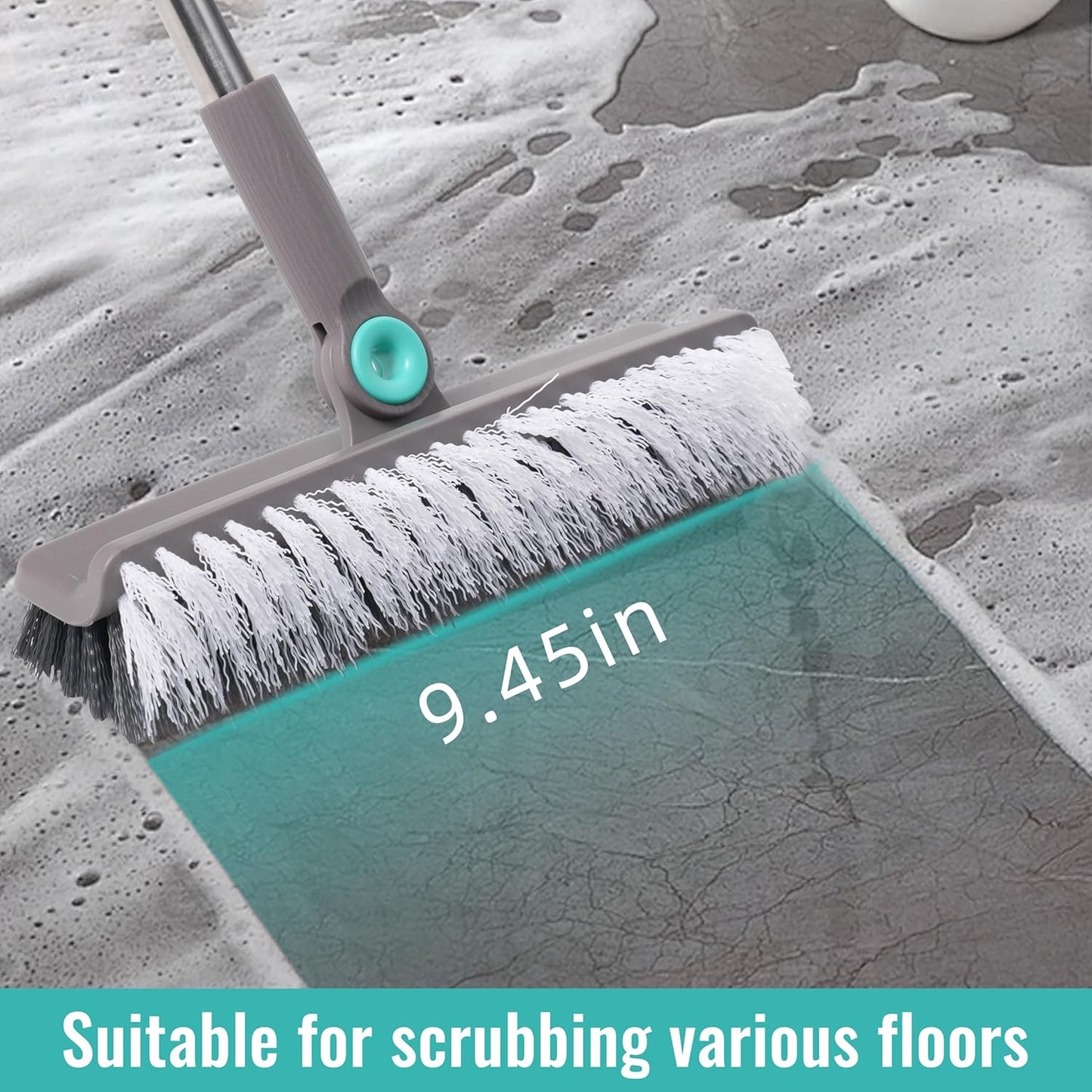 Multifunction 3-in-1 Broom and Dustpan, Silicone broom Squeegee and Scrub Brush Set with Long Adjustable Handle for Indoor & Outdoor Sweeping and Scrubbing, Ideal for Pet Hair, Liquids Spills and Dirt