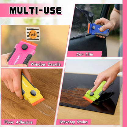 DIYSELF 1 Pack Razor Blade Scraper with 15 Extra Blades, Scraper Tool for Cleaning Window, Paint, Cooktop, Oven, Glass Stove Top Scraper, Razor Scraper with Buit-In Blade Storage