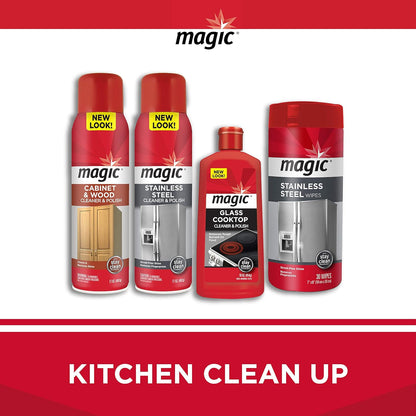 Magic Stainless Steel Cleaner Aerosol - 17 Ounce - Removes Fingerprints Residue Water Marks and Grease From Appliances - Refrigerator Dishwasher Oven Grill etc