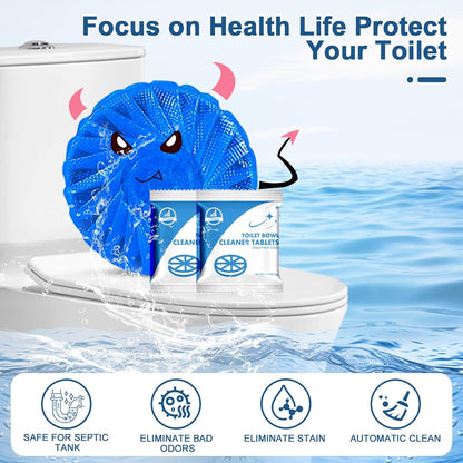 Msvvko Toilet Bowl Cleaner Tablets Blue Toilet Tank Cleaners, Septic-Safe Hard Water Stain Remove, Bathroom Automatic Toilet Cleaning & Deodorizer, Fresh Scent - 30 Tabs