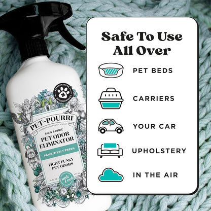 Pet-Pourri Pawsitively Fresh Pet Odor Deodorizer Spray, 16 Fl Oz, Up to 800 Uses, Air + Fabric Odor Remover with Essential Oils & Plant Based Ingredients, Vet Recommended, Pineapple, Jasmine & Pear