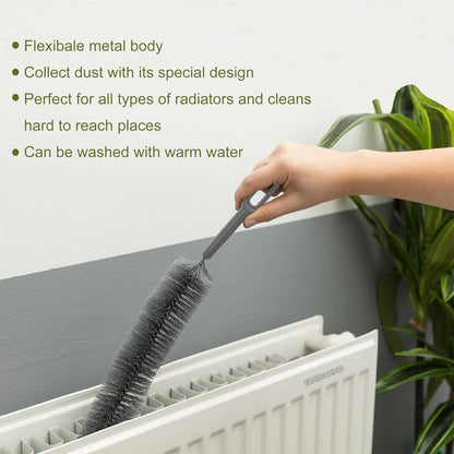 Bristle and Flexible Brush 27 Inch for Clothes Dryer Lint Vent Trap Cleaning, Refrigerator Coil, Drain Pipes and Radiators Cleaning (Wood Handle - 2 Pack)