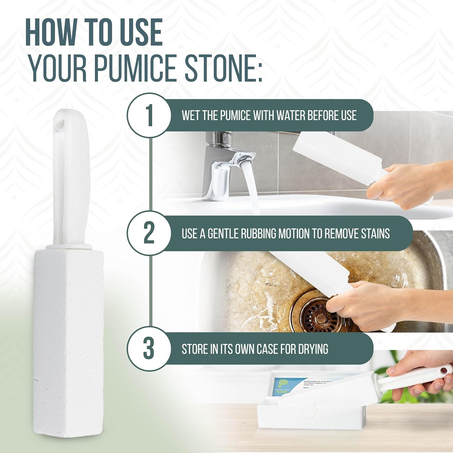 Powerstone Pumice Stone Toilet Bowl Cleaner with Handle (4-Pack) - A Solution for Hard Water Stains on Toilets, Grills, Tiles, Grout & Pools