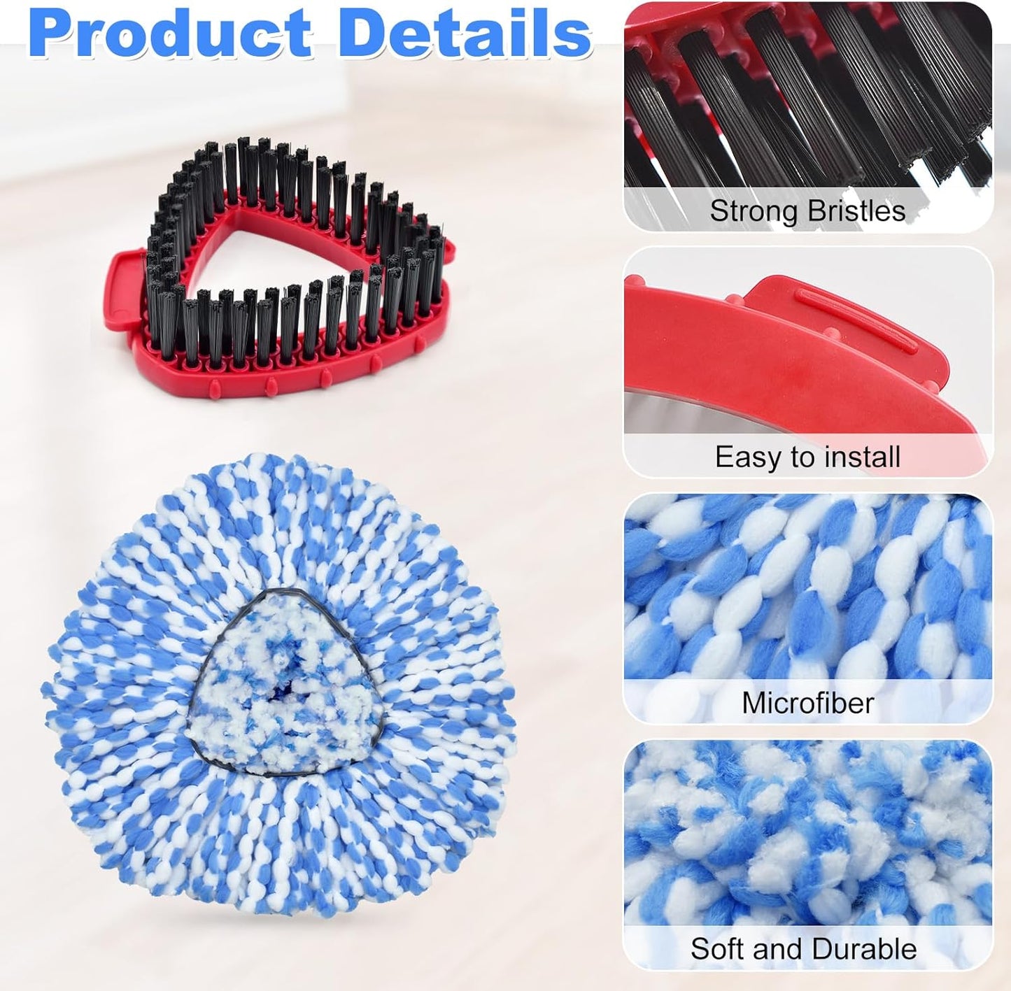 Mop Heads Replacement for Ocedar, Mop Replace Head for Ocedar EasyWring 1 Tank, Microfiber Spin Mop Refills, Include 5 Spin Mop Replacement Head Deep Cleaning Machine Washable with 2 Scrubber Mop Head