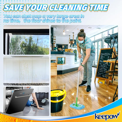 KEEPOW Reusable Dry Sweeping Cloths Microfiber Wet Pads Compatible with Swiffer Sweeper Mop and Sweep & Mop Deluxe, Replacement Mopping Pad Refills for Hardwood Floor Cleaning (2 Pack)