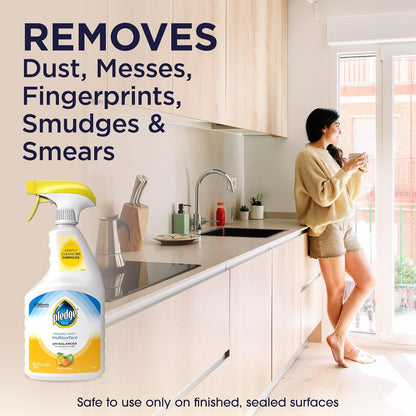 Pledge pH-Balanced Multisurface Cleaner Spray for Everyday Care, Fresh Citrus Scent, 25oz (Pack of 3)