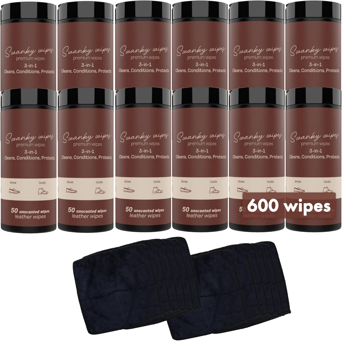 Swanky Leather Wipes - Leather Cleaner and Conditioner for Purses, Shoes, Furniture Polish & Car Seats, Prevents Fading & Cracking, Restores Softness & Shine - Soft Wipes, 30 Count