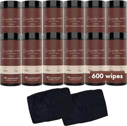 Swanky Leather Wipes - Leather Cleaner and Conditioner for Purses, Shoes, Furniture Polish & Car Seats, Prevents Fading & Cracking, Restores Softness & Shine - Soft Wipes, 30 Count