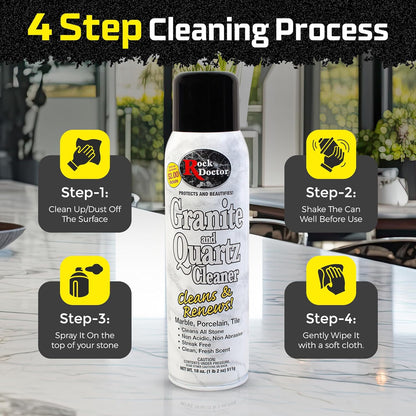 Rock Doctor Granite Cleaner - Cleans& Renews Surfaces - (18 oz) Surface Cleaner Spray, Granite/Marble Countertop Cleaner, Cleaning Spray for Vanity, Table Top, Kitchen Counters, Stone Surfaces