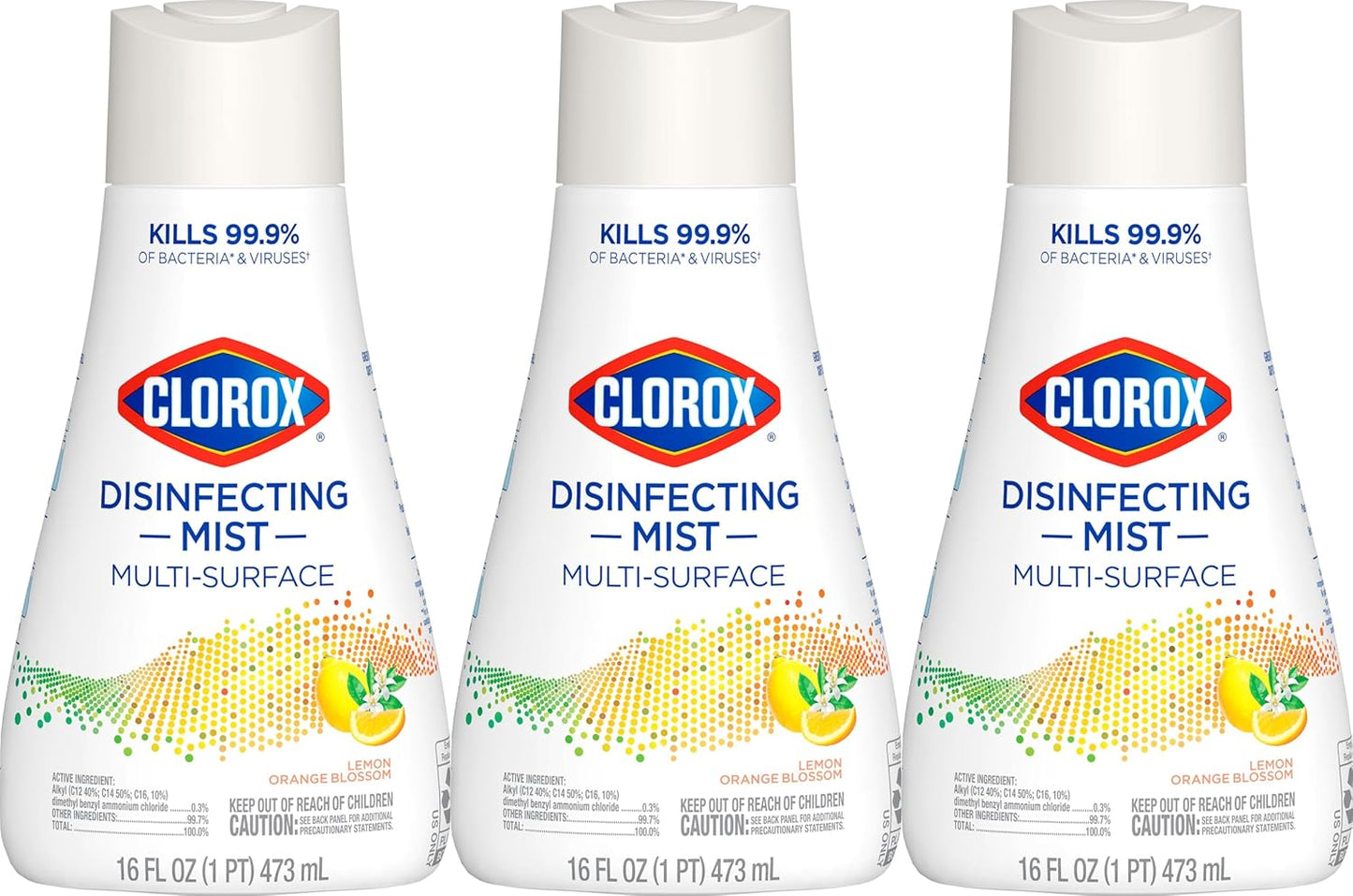 Clorox Disinfecting Mist, Lemon and Orange Blossom, 1 Spray and 1 Refill, 16 oz Each