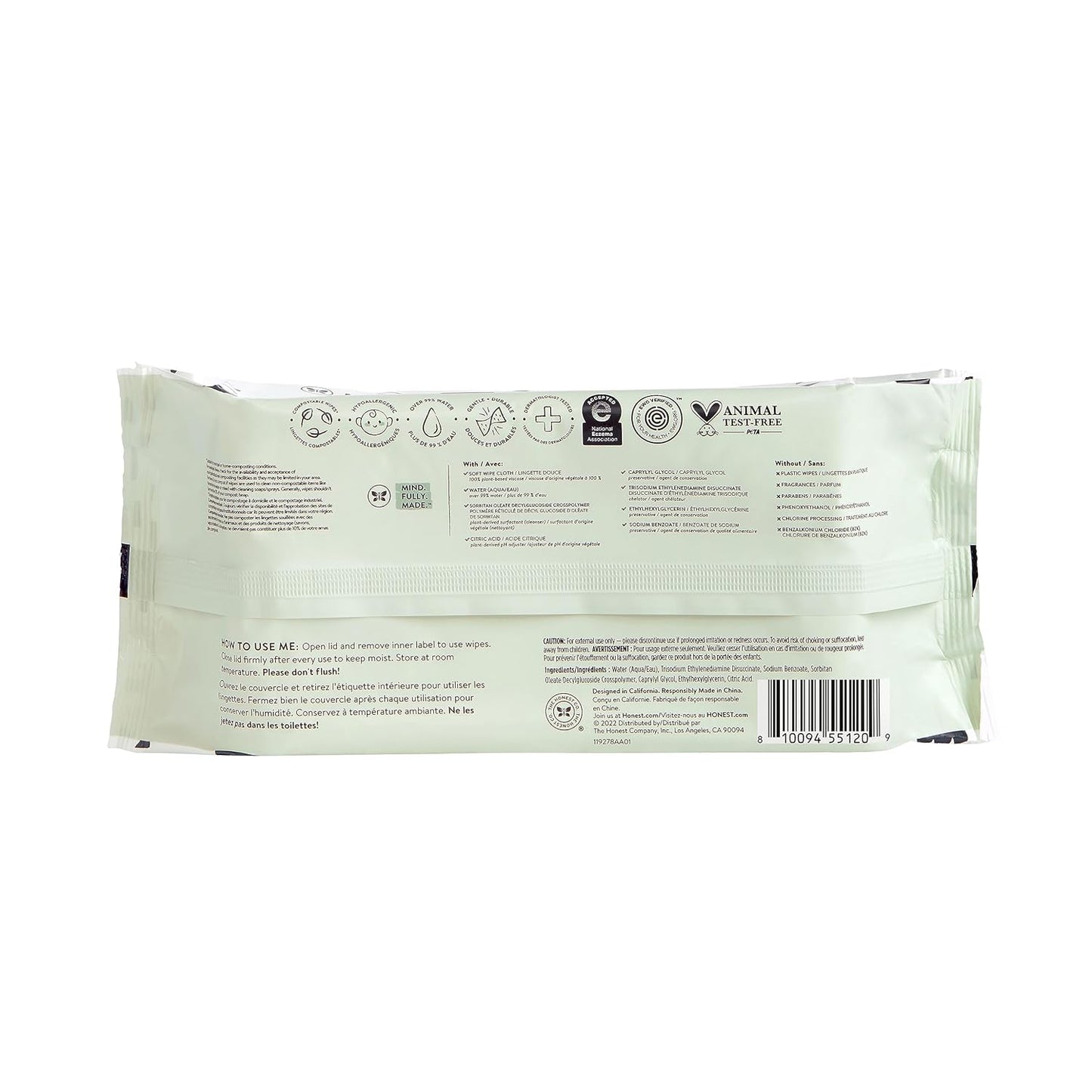 The Honest Company Hypoallergenic Multi-Use Baby Wipes for Sensitive Baby Skin, Rose Blossom, 60 Count