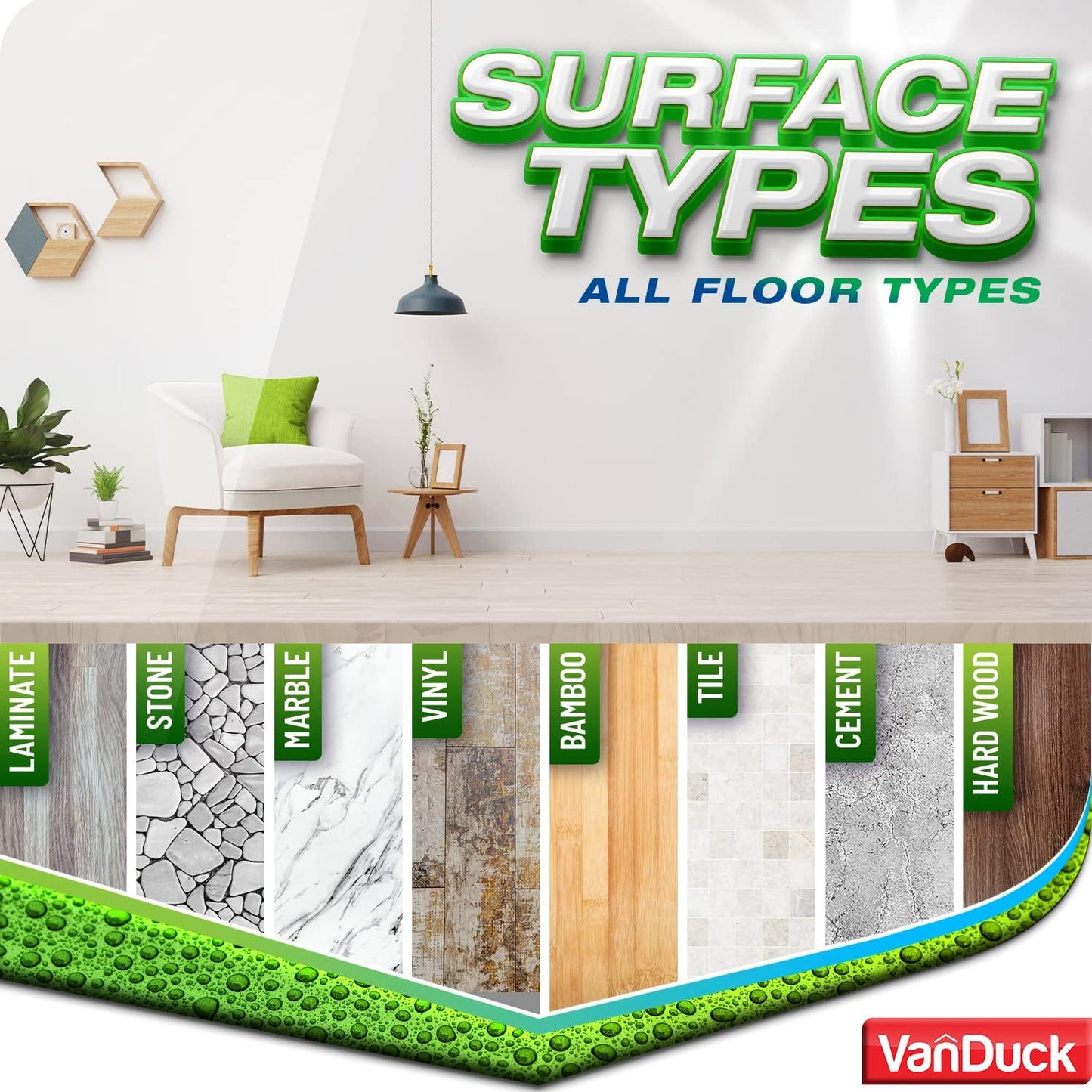 VanDuck Microfiber Cleaning Pads Compatible with Bona Mop (3 Pack) - Microfiber Mop Pads for Hardwood Floor for 18 Inch