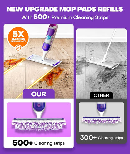 5X Cleaning Power Mop Refills for Swiffer Power Mop, 500+ Strips Multi-Surface PowerMop Refill Pads, 30 Count Disposable Powermop Wood Mops, Replacement Mopping Pad for Floor Cleaning