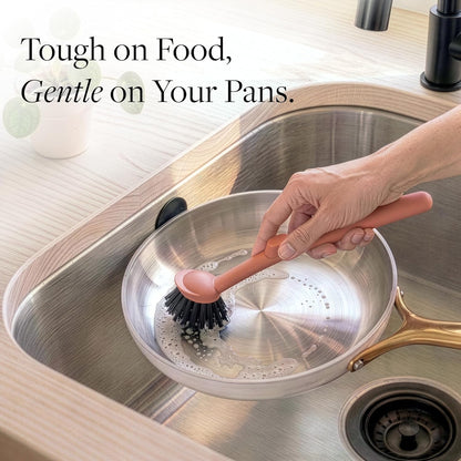Earth & Mango Magnetic Dish Brush & Scraper, Snaps to Sink, Non-Scratch, Dishwasher Safe, Dish Scrubber – Onyx Black