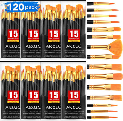 Acrylic Paint Brush Set, 1 Packs / 10 pcs Watercolor Brushes Painting Brush Nylon Hair Brushes for All Purpose Oil Watercolor Painting Artist Professional Kits.