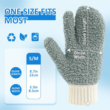 MIG4U Microfiber Dusting Gloves House Cleaning Glove for Blinds, Windows, Shutters, Furniture, and Car, Reusable Lint-Free Pink 1 Pair S/M