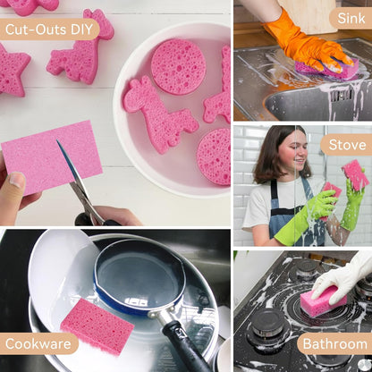 6 Pcs Kitchen Sponges for Dishes Cleaning, Non Scratch for Non Stick Cookware, Compressed Natural Cellulose Sponges, Dish Washing Scrubbers, Scrubbing Pads for Household, Bathroom (Multicolor)