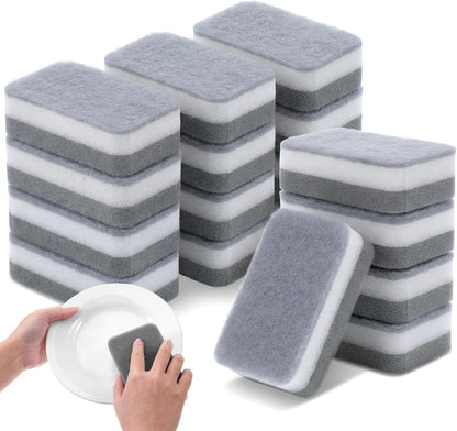 40 Pack Kitchen Dishwashing Sponge Bulk, Non Scratch Dishes Scouring Pad, Odor-Free Cleaning Sponge Wipes for Travel, Camping, Apartments
