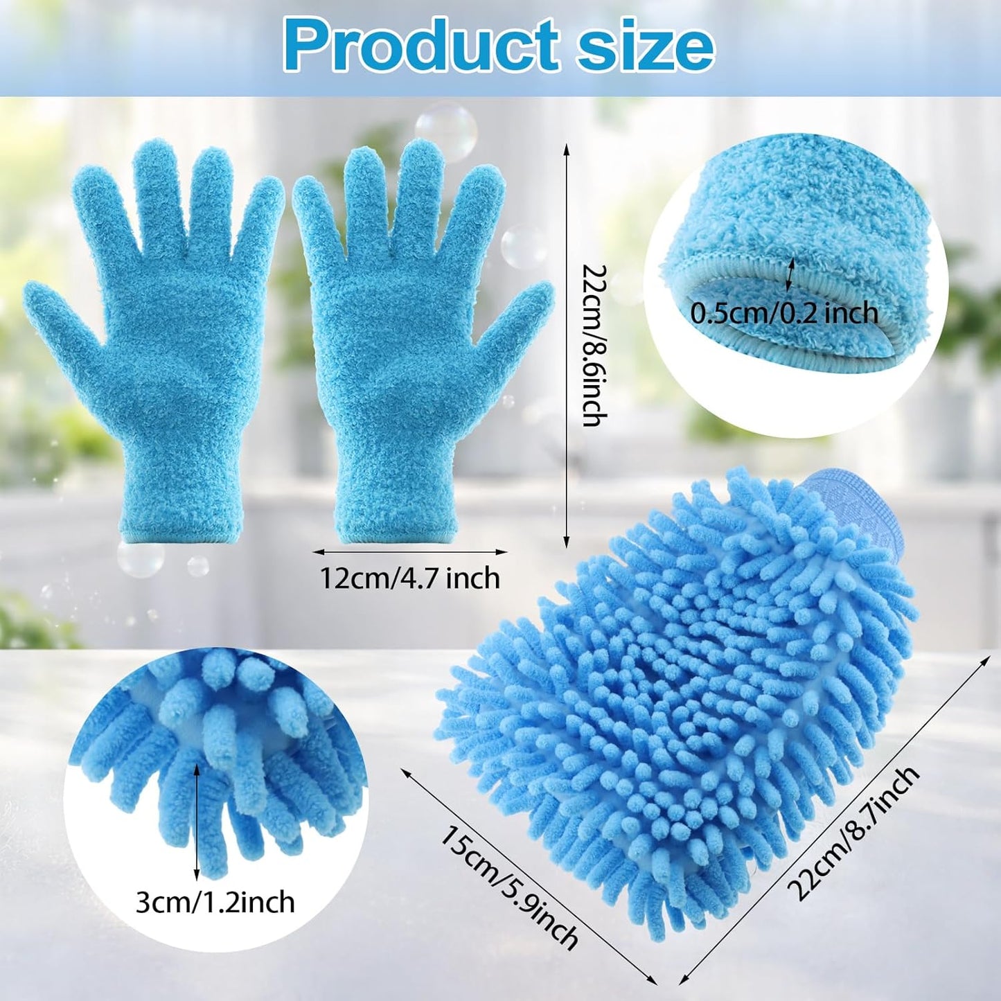 3 Pcs Microfiber Dusting Mitt Gloves Microfiber Plant Cleaning Gloves for Leaf Cleaning Plant Blinds Furniture House (Deep Pink)