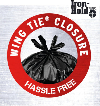 Contractor Trash Bags - 45 Gallon, 18 Bags, Wing Tie Closure, 3 MIL Thick, Gusseted Bottom, Black - Heavy Duty Industrial Strength Garbage Bags