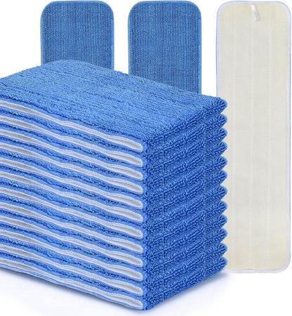 Matthew 18'' 36Pcs Microfiber Spray Mop Replacement Pads Heads for Wet Dry Floors Reusable Home Commercial Cleaning Refills,Machine Washable Fits Compatible with Bona Mop&Most Spray Mops Blue