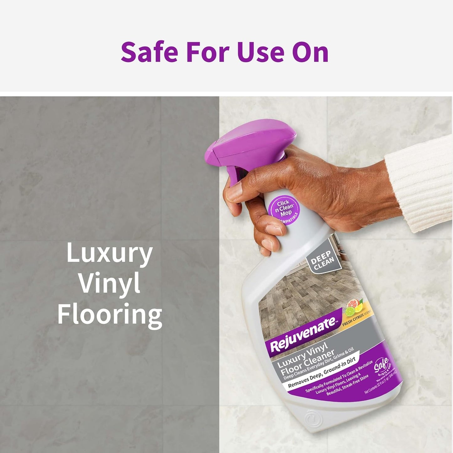 Rejuvenate Luxury Vinyl Floor Cleaner Refill, 1 Gallon, Gently Cleans and Revitalizes Luxury Vinyl Floors
