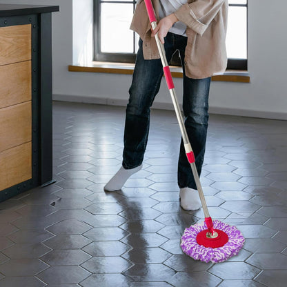Spin Mop Replacement Handle, 47.6-inch 360 Degrees Rotating Telescopic Replacement Mop Stick with a Robust Stainless Steel Disc for Spin Mop Bucket Cleaning System (Stainless Steel Disc,Purple)