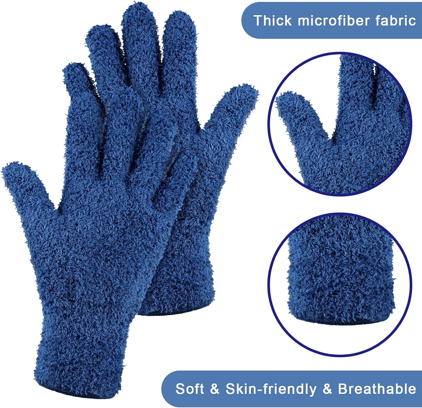 Patelai 3 Pairs Microfiber Plant Dusting Gloves Leaf Cleaning Gloves for Indoor Plants, Blinds, Furniture, House (Green Yellow,Blue,Pink,Medium)