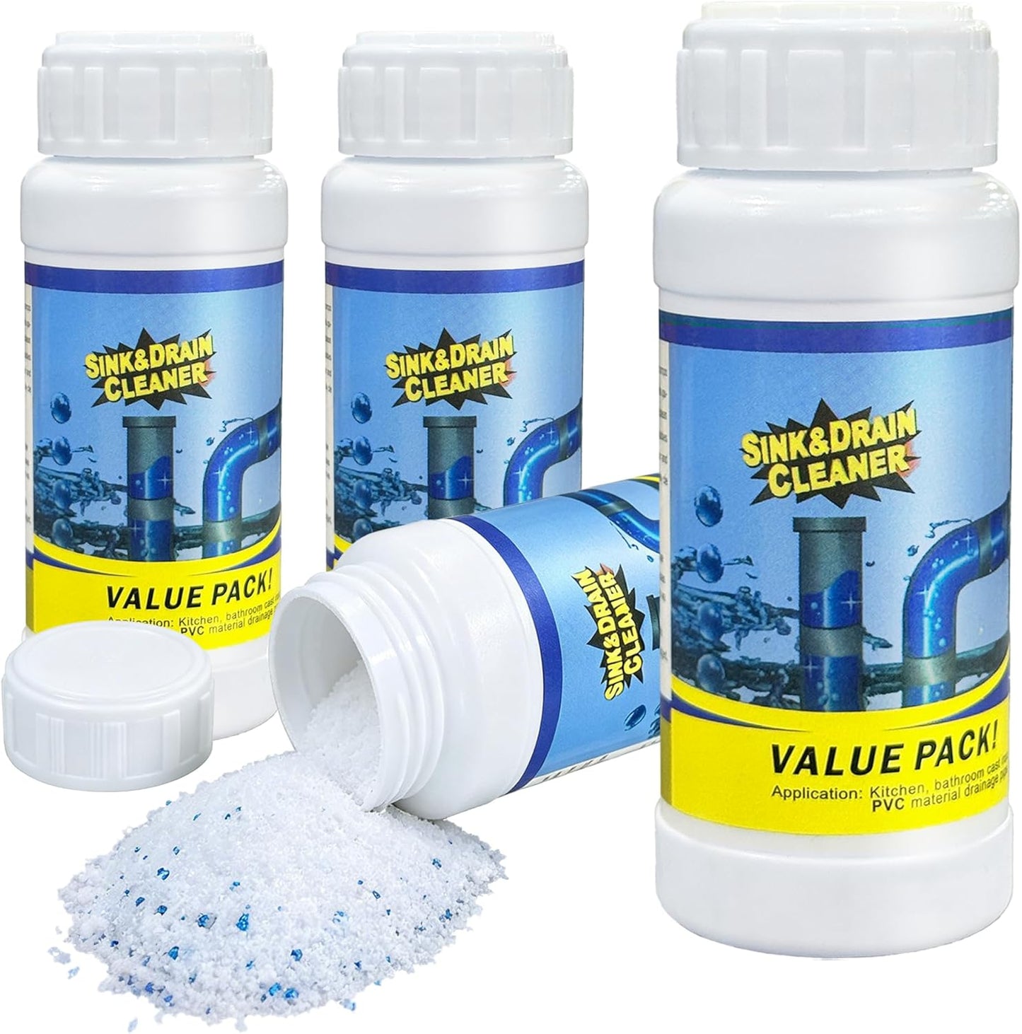 4PCS Sink and Drain Cleaner - 15-30 min Fast-Acting Sink Drains Cleaner - Gentle Formula Drain Clog Remover - Safe for All Pipes - Quick Dissolve Common Pipe Blockages