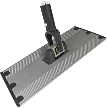CleanAide Flat Mop Plate Frame for Microfiber Pads, Commercial-Grade Aluminum with 360° Swivel, Hook and Loop Fastening, Lightweight and Durable, Gray, Frame Only, 18 Inches