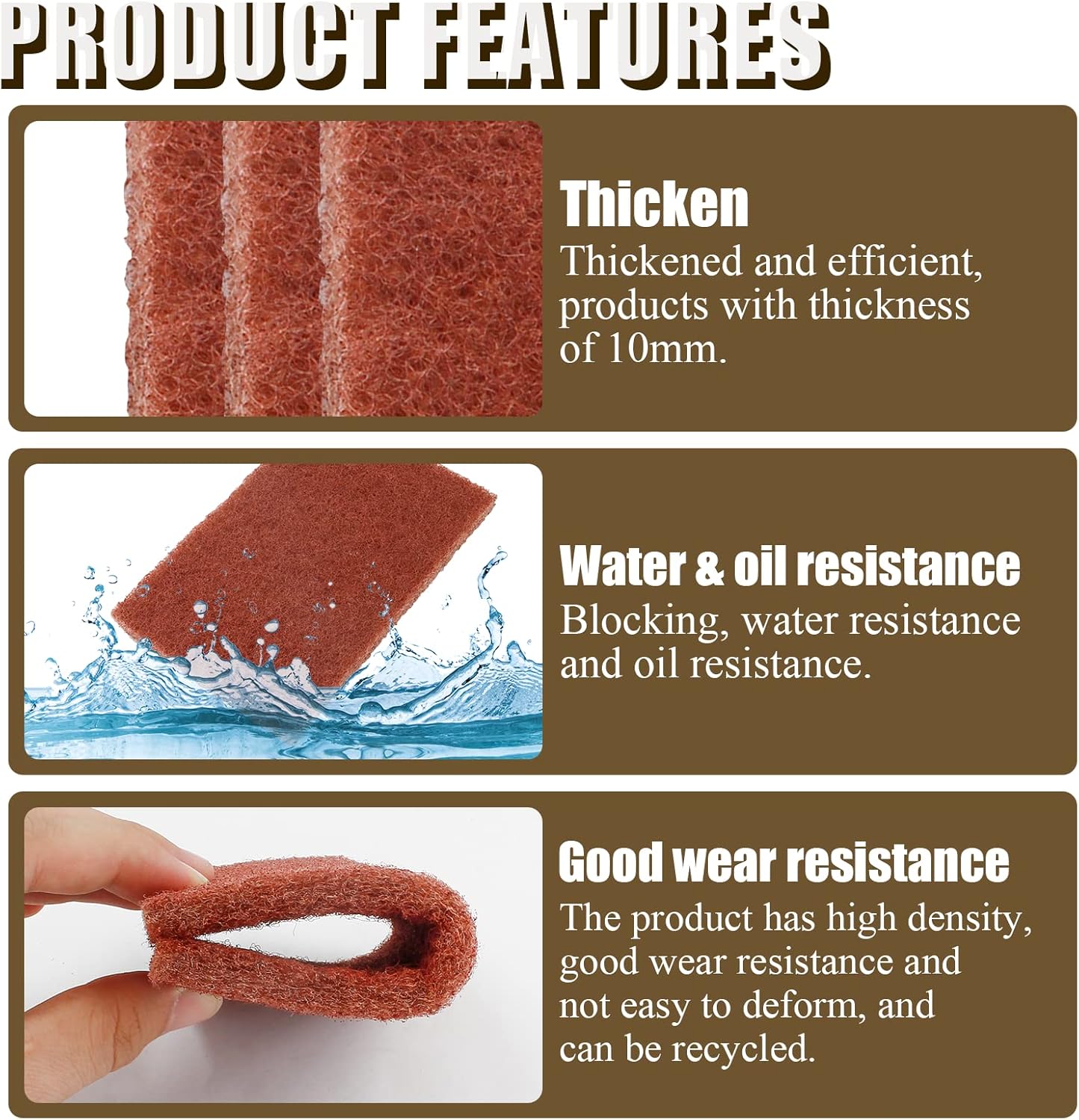 12pcs Red Scouring Pads, Heavy Duty Scour Pads Multipurpose Scour Pad Reusable Scrubbing Pads with Anti Grease Technology for Kitchen Scrubber Sink Dish Cleaning Metal Grills