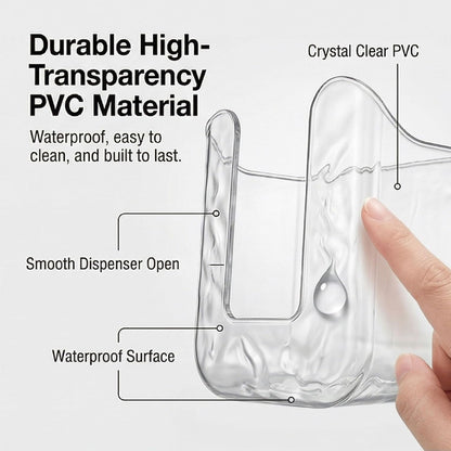 2 Pcs Acrylic Bathroom Wipes Holder, No Punching Wall Mounted Flushable Wipes Dispenser for Bathroom & Kitchen - Clear Wipes Container, Refillable Tissue Box Storage