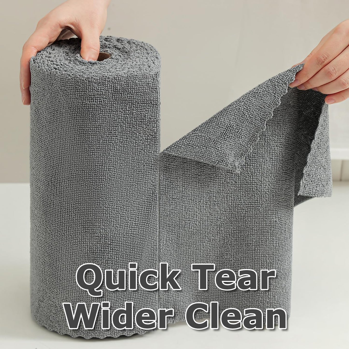 80 Pack Microfiber Cleaning Cloth Roll Reusable Paper Towels 12"x12" Tear Away Cloth, Microfiber Towels for Cars, Wash Cloths, Lint Free Dark Grey Rags for House, Kitchen,Window,Cleaning Supplies