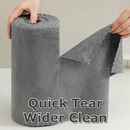 80 Pack Microfiber Cleaning Cloth Roll Reusable Paper Towels 12"x12" Tear Away Cloth, Microfiber Towels for Cars, Wash Cloths, Lint Free Dark Grey Rags for House, Kitchen,Window,Cleaning Supplies
