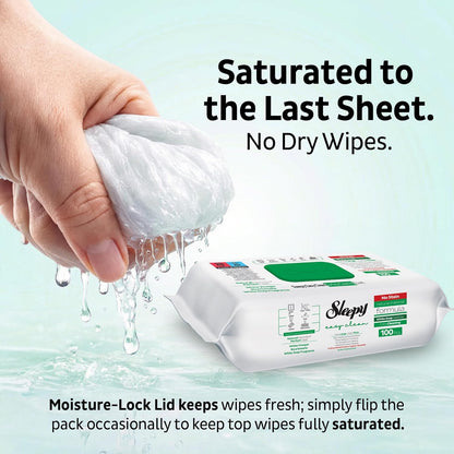 Sleepy Easy Clean XL Multi Surface Cleaning Wipes (100 Count) – Natural Vinegar & Baking Soda Formula – Jumbo 8"x8" All Purpose Wet Wipes for Kitchen, Bathroom, Glass & Electronics – No Streak
