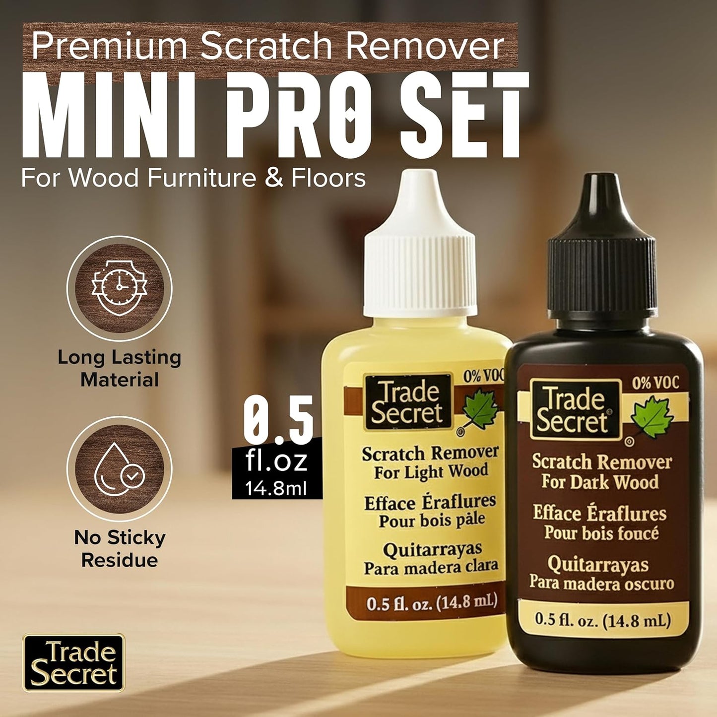 Trade Secret Scratch Concealer for Real Wood Furniture & Floors – Restores Dark Wood Scratch, Covers Nicks, Scuffs & Dogs, Cats Scratches, Marks, Minor Defects