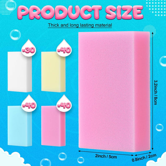 LemonRoad 150 Pack Thick Melamine Sponges Bulk, Magic Cleaning Sponge Eraser for Kitchen, Colorful Multi-Functional Household Cleaning Kitchen Dish Pads for Furniture Bathroom Bathtub Sink