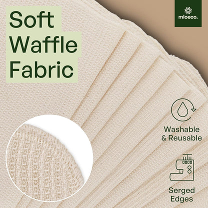 mioeco 20 Pack Reusable Kitchen Paper Towels Washable - Super Absorbent Natural unPaper Towels - Natural Cotton - Reusable, Paperless Kitchen Dish Cloths - 100% Organic