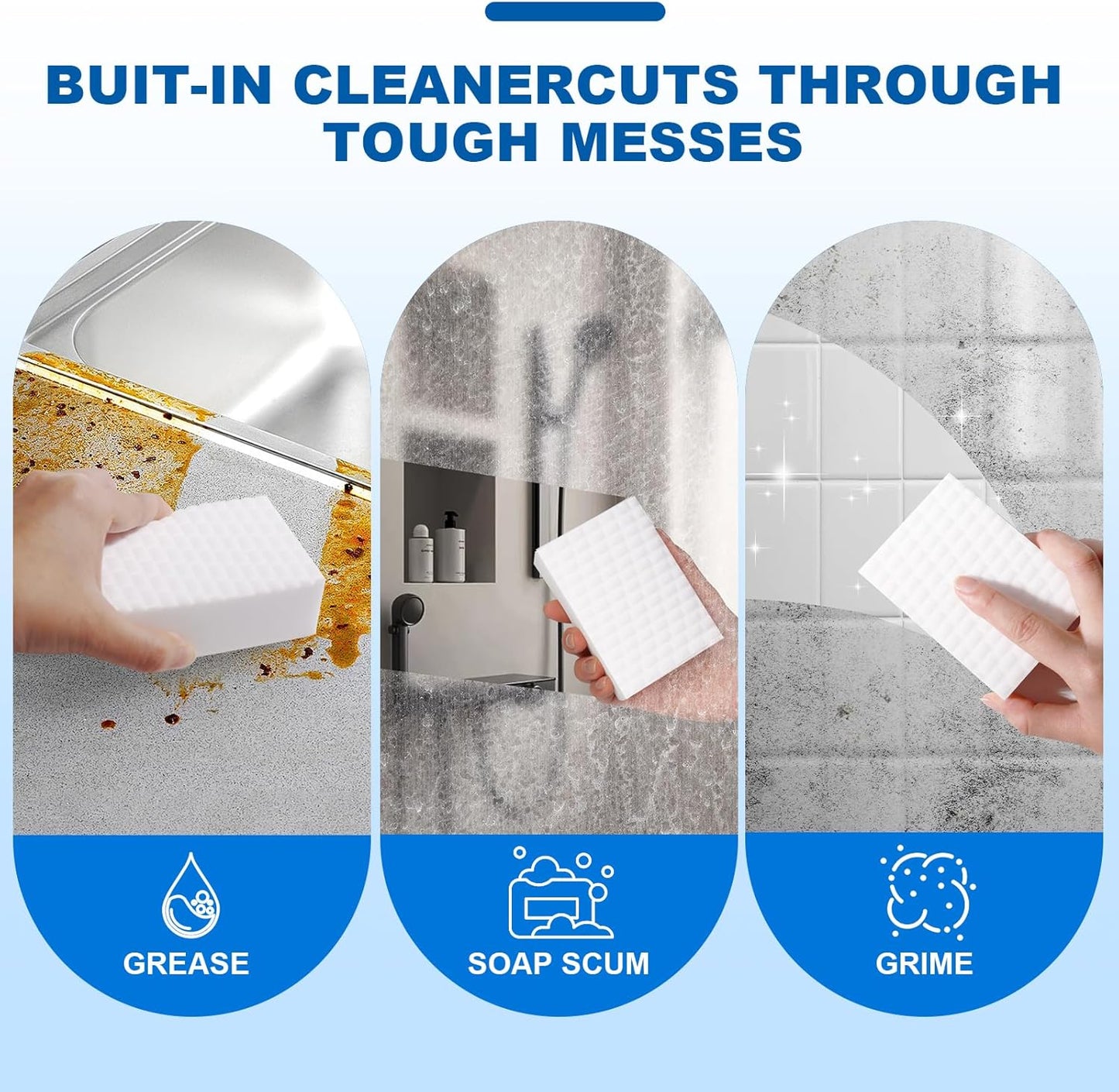 50-Pack Extra-Thick Melamine Sponges – 3.94" × 2.76" × 1.18" Durable Kitchen & Bathroom Cleaning Pads – Powerful, Non-Scratch, Water-Activated Magic Sponge