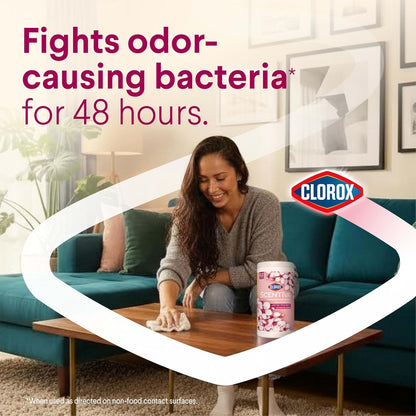 Clorox Scentiva Disinfecting Wipes, Cherry Blossom and Peach, Antibacterial, 75 Count