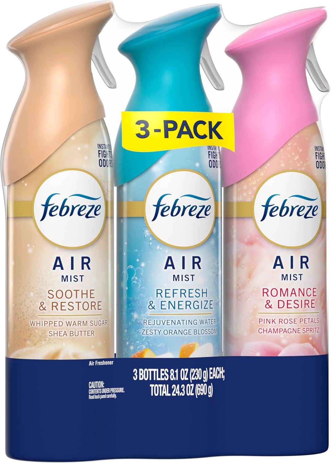 Febreze Air Mist, Air Freshener Spray, Odor Fighting Room Spray, Deodorizer for Home Bathroom Kitchen Office Apartment Dorm Room Classroom, Kitchen Base Mix, 8.1oz, 3ct