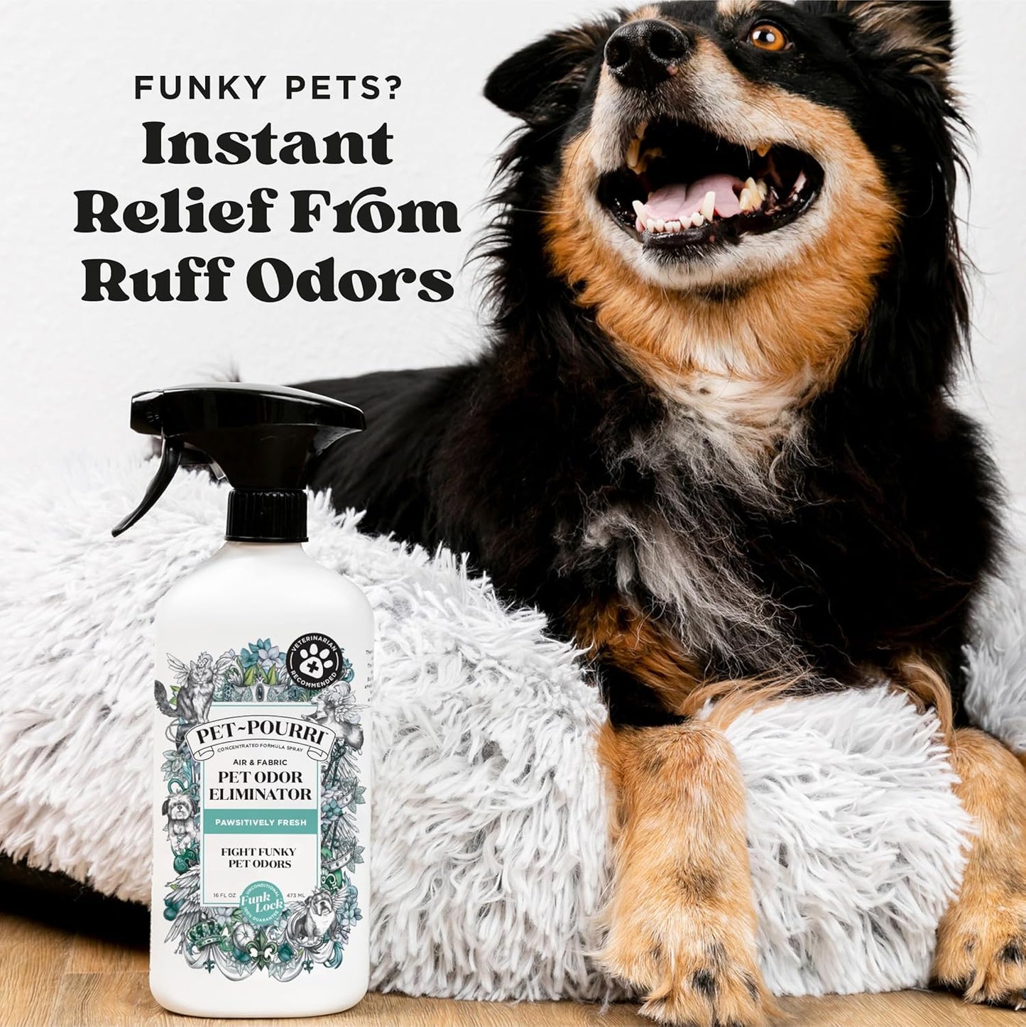 Pet-Pourri Pawsitively Fresh Pet Odor Deodorizer Spray, 16 Fl Oz, Up to 800 Uses, Air + Fabric Odor Remover with Essential Oils & Plant Based Ingredients, Vet Recommended, Pineapple, Jasmine & Pear
